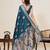 Teal blue soft silk sarees with unstiched blouse