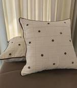 Beige Cotton Cushion Cover with Button Embellishments – 16x16 & 18x18
