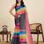 multicolour linen saree with unstiched blouse
