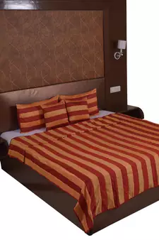 Polysilk Stripes Design Bed Cover Set