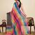 multicolour linen saree with unstiched blouse