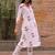 White red hand block printed cotton dobby suit- set of 3