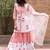 White hand block printed cotton dobby gharara suit- set of 3