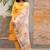 Mustard yellow hand block printed cotton dobby suit- set of 3