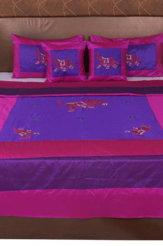 Polysilk Embroidered Bed Cover Set