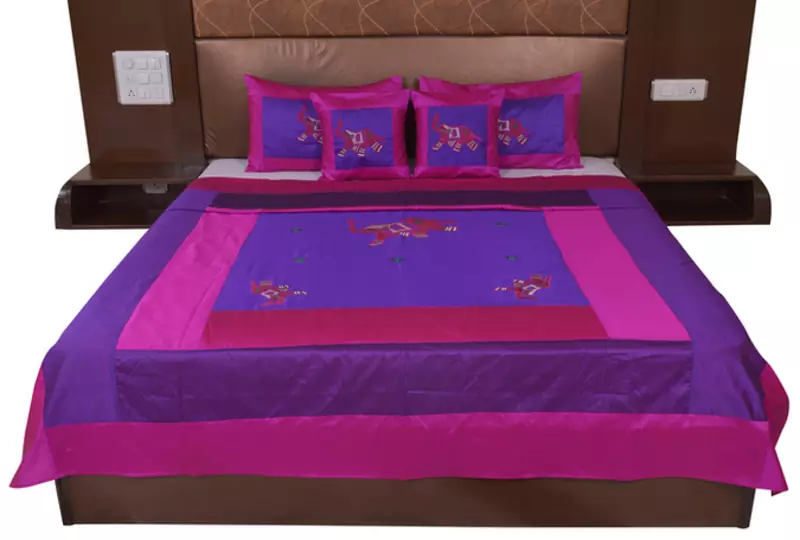 Polysilk Embroidered Bed Cover Set