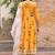 Mustard yellow hand block printed cotton dobby suit- set of 3