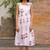 Red white hand block printed cotton dobby dress
