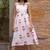 Red white hand block printed cotton dobby dress