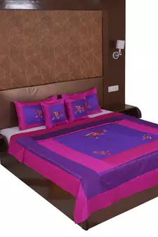Polysilk Embroidered Bed Cover Set
