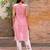 Pink  orange hand block printed cotton dobby suit-set of 3