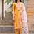 Mustard yellow hand block printed cotton dobby suit- set of 3