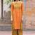 Orange hand block printed cotton dobby gharara suit- set of 3