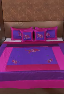 Polysilk Embroidered Bed Cover Set