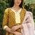 Green hand block printed cotton dobby gharara suit- set of 3
