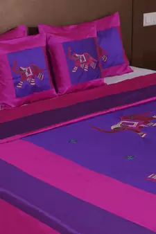 Polysilk Embroidered Bed Cover Set