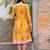 Mustard yellow hand block printed cotton dobby dress