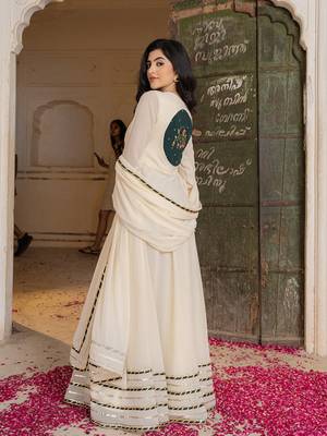off white embroidered anarkali with dupatta 3