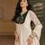 Elegant off white anarkali suit with matching embroidered dupatta detailing