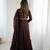 Elegant brown georgette embroidered gown with dupatta for festive and party wear