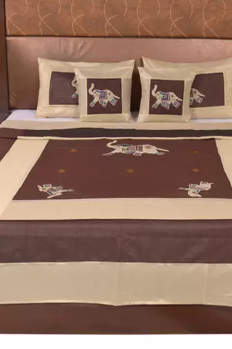 Polysilk Embroidered Bed Cover Set