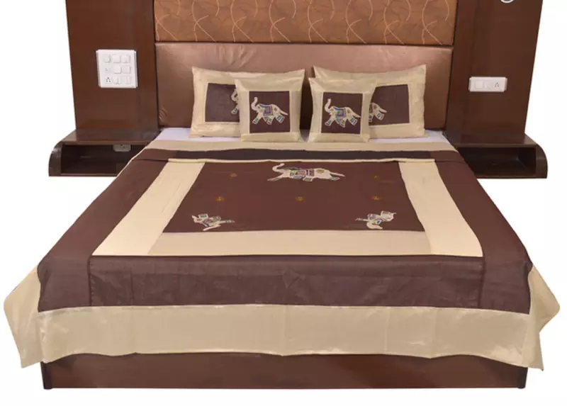 Polysilk Embroidered Bed Cover Set