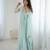 Floral embroidered aqua blue georgette pleated gown with dupatta for festive wear
