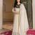 Elegant off white anarkali suit with matching embroidered dupatta detailing