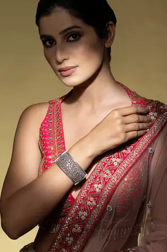 Polki-style silver kada