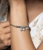 Heart charms silver kada