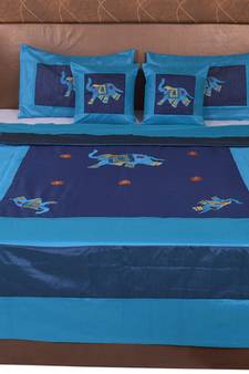 Polysilk Embroidered Bed Cover Set