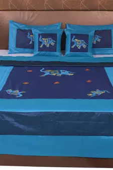 Polysilk Embroidered Bed Cover Set