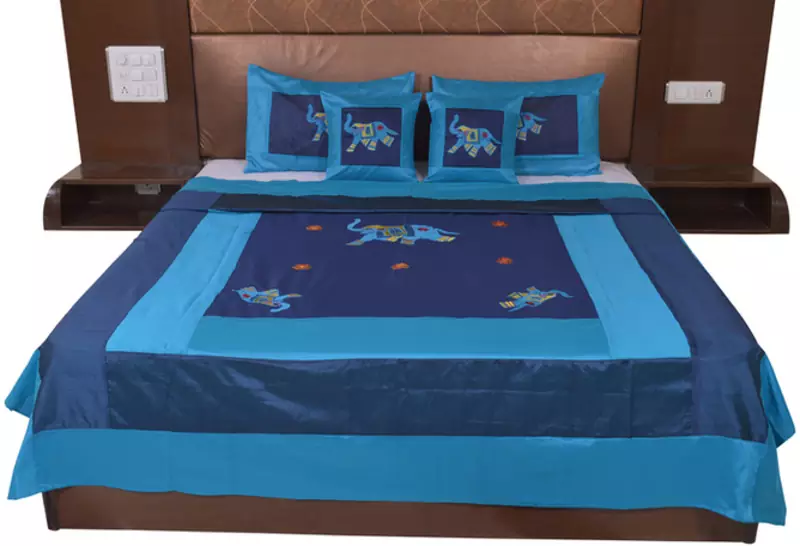 Polysilk Embroidered Bed Cover Set