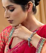 Turquoise accents silver kada