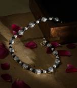 Silver black bead anklet