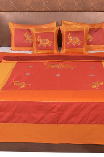 Polysilk Embroidered Bed Cover Set
