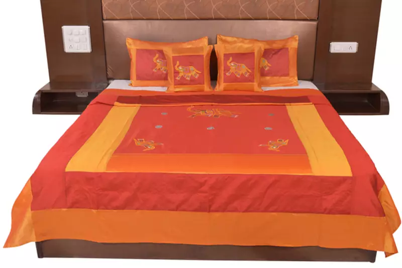 Polysilk Embroidered Bed Cover Set