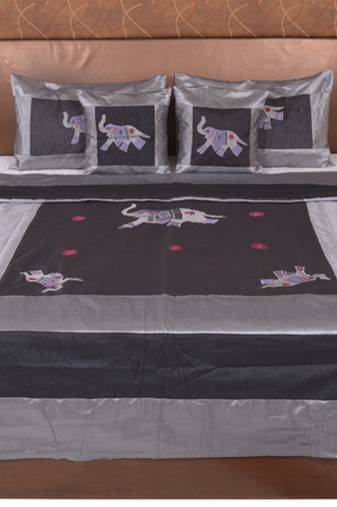 Polysilk Embroidered Bed Cover Set