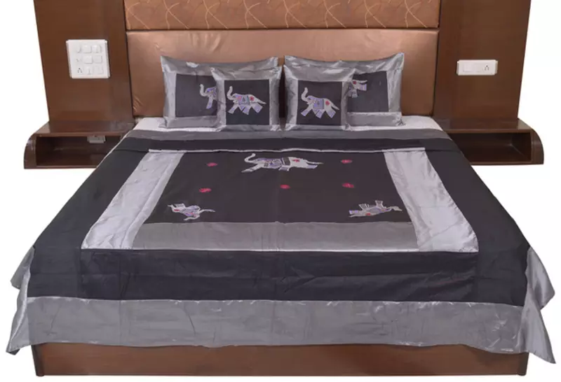 Polysilk Embroidered Bed Cover Set