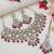 Gold plated traditional kundan & pearl drop bridal necklace with earrings & maang tikka jewellery set for women (wine)