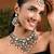 Gold plated traditional kundan & pearl chocker necklace with earrings & maang tikka for women