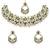 Gold plated traditional floral kundan & pearl choker necklace jewellery earrings & maang tikka set for women (green)