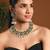Gold plated traditional kundan & pearl choker necklace jewellery earrings & maang tikka set for women (k7305g)