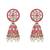 Gold plated traditional kundan & pearl choker necklace jewellery earrings & maang tikka set for women (dark pink)