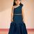 Vastramay girls turquoise georgette lehenga set - one shoulder sequined diwali outfit