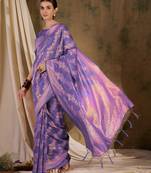 lovely lavender banarasi art silk saree with weaving work 