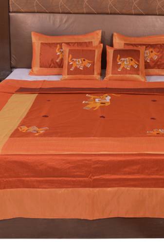 Polysilk Embroidered Bed Cover Set
