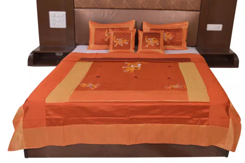Polysilk Embroidered Bed Cover Set