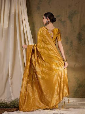 vibrant mustard banarasi art silk saree with weaving work  5