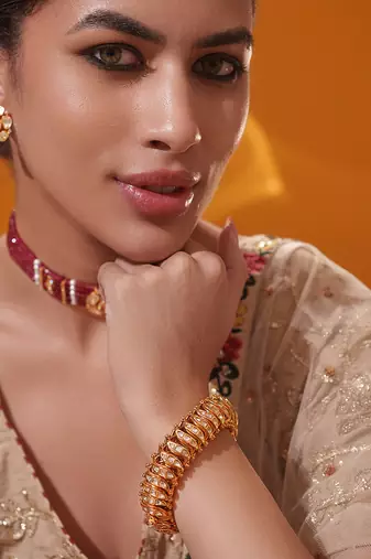 Gold plated kundan bracelet